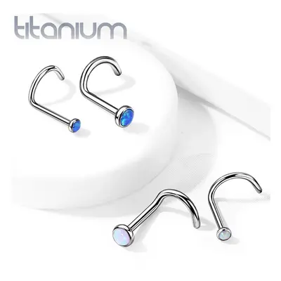 MARRE Zahnutý piercing do nosu - titan, opál 3 mm (modrá) - TIT1059-OP05