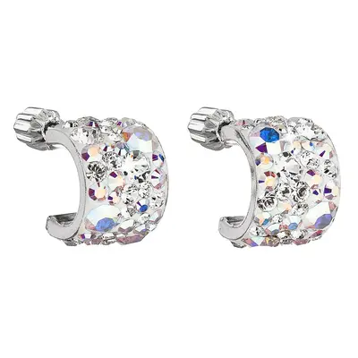 Evolution Group Stříbrné náušnice visací s krystaly Swarovski půlkruh 31280.2 ab