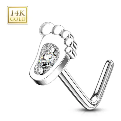 S4U Šperky4U Zlatý piercing do nosu stopa - čirý zirkon, Au 585/1000 - ZL01196-WG