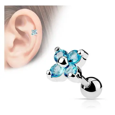 S4U Šperky4U Cartilage piercing do ucha kytička (tyrkysová) - CP1010-Q