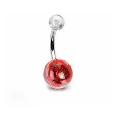 S4U Šperky4U Piercing do pupíku - banánek s růží (červená) - BA01045-R