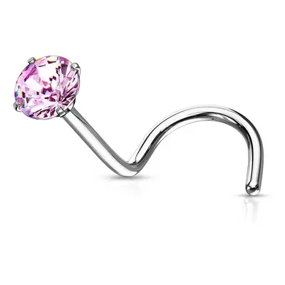 MARRE Zahnutý piercing do nosu - růžový zirkon (2 mm) - N0136P-020