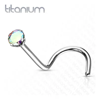 MARRE Zahnutý piercing do nosu - titan, kamínek 2 mm (duhová) - TIT1063AB-020