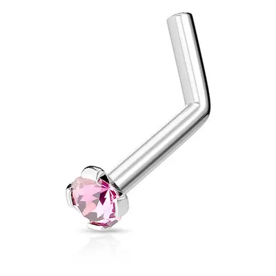 MARRE Zahnutý piercing do nosu 2mm zirkon (růžový)