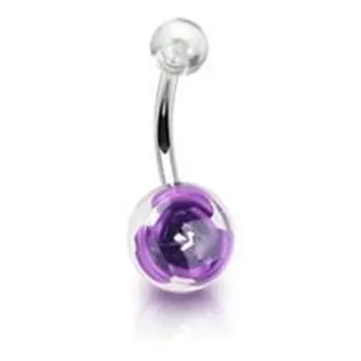 S4U Šperky4U Piercing do pupíku - banánek s růží (fialová) - BA01045-A