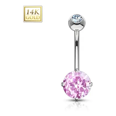 MARRE Zlatý piercing do pupíku - růžové zirkony, Au 585/1000 - ZL01082P-WG