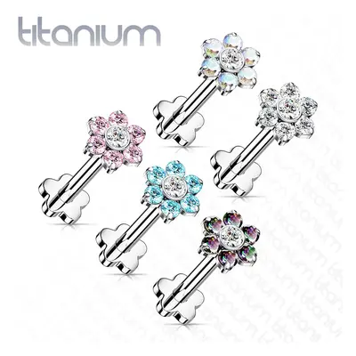 S4U Šperky4U PUSH IN piercing do brady / ucha TITAN 1,2 x 8 mm (čirá/tyrkysová) - TIT1192-Q