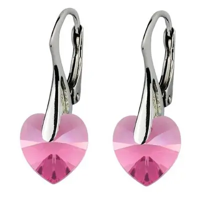 MARRE Stříbrné náušnice srdíčka s krystaly Crystals from Swarovski, Rose - ZB3377-P