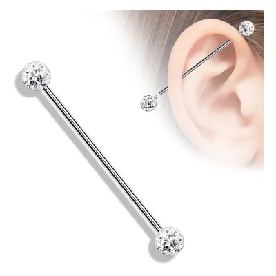 MARRE Industrial piercing s kamínky, barva: čirá - ID01035-C