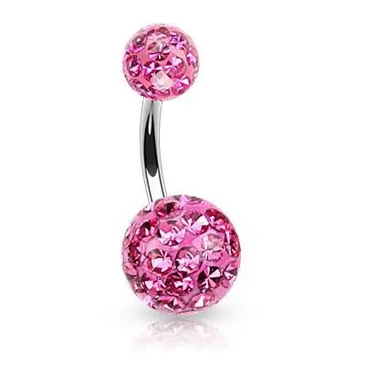 NUBIS Piercing do pupíku zdobený krystaly Swarovski (růžová, 1,6 x 10 mm) - BS01021-P