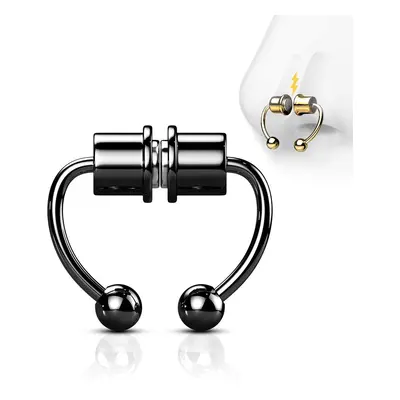 MARRE Černý falešný magnetický septum piercing do nosu - NS0048-K