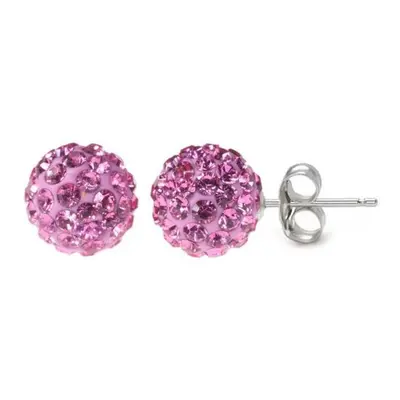 NUBIS Stříbrné náušnice 6mm kuličky Crystals from Swarovski Pink - SWAG06-P