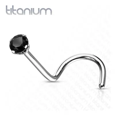 MARRE Zahnutý piercing do nosu - titan, kamínek 2 mm (černá) - TIT1063K-020