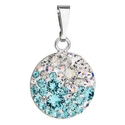 Evolution Group Stříbrný přívěsek s krystaly Swarovski modrý kulatý 34225.3 light turquoise