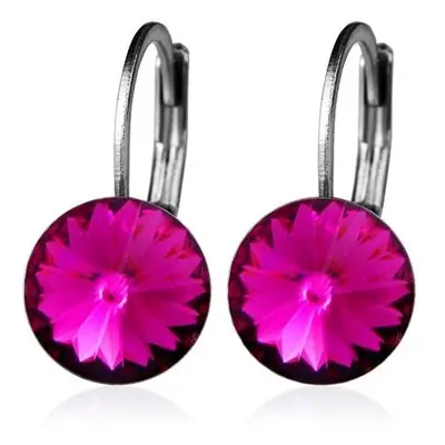 S4U Šperky4U Ocelové náušnice - Dark Pink, 8 mm - NBSS08-DP