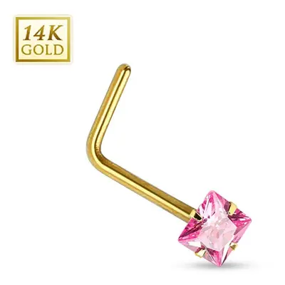 MARRE Zlatý piercing do nosu - růžový zirkon, Au 585/1000 - ZL01030P-YG