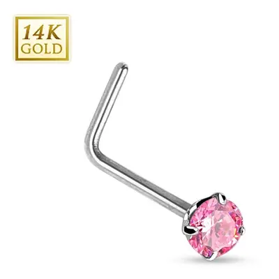 MARRE Zlatý piercing do nosu růžový zirkon, Au 585/1000 - ZL01027P-WG