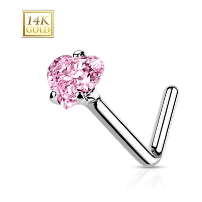 MARRE Zlatý piercing do nosu - růžový zirkon, Au 585/1000 - ZL01192P-WG