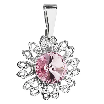 Evolution Group Přívěsek bižuterie se Swarovski krystaly růžová kytička 54032.3 light rose