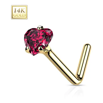 S4U Šperky4U Zlatý piercing do nosu - červený zirkon, Au 585/1000 - ZL01192R-YG