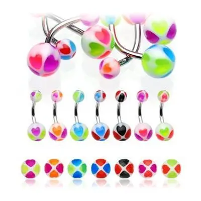 S4U Šperky4U Piercing do pupíku - banánek (růžová/zelená) - BA01020-PG