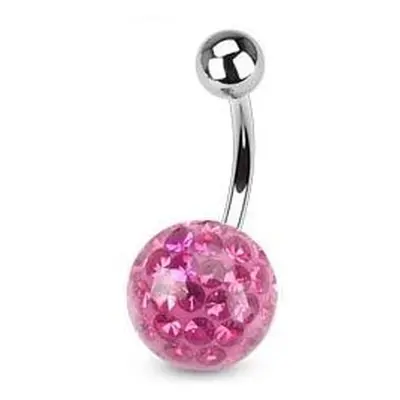 S4U Šperky4U Piercing do pupíku s kamínky Crystals From Swarovski ROSE (1,6 x 10 mm) - BS01015P-