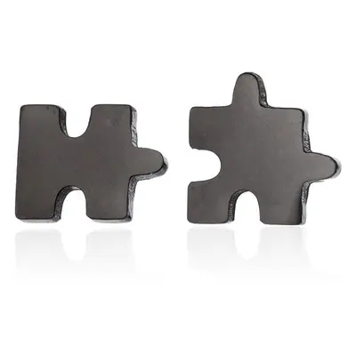 S4U Šperky4U Černé ocelové náušnice PUZZLE - OPN1042-K