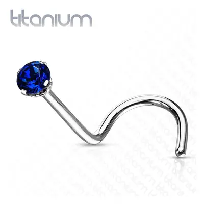 MARRE Zahnutý piercing do nosu - titan, kamínek 2 mm (modrá) - TIT1063B-020