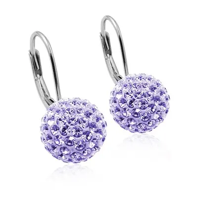 NUBIS Stříbrné náušnice koule 8 mm s krystaly Crystals from Swarovski Light Amethyst - NBS001-LA