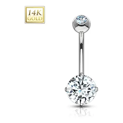 MARRE Zlatý piercing do pupíku - čiré zirkony, Au 585/1000 - ZL01082C-WG