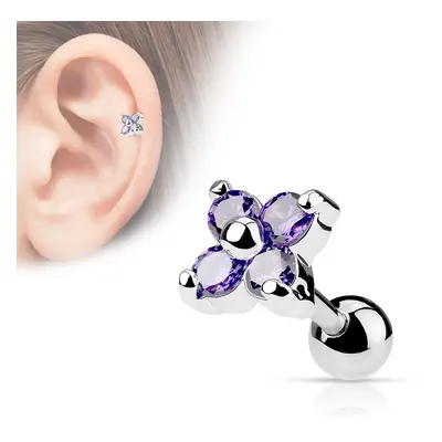 S4U Šperky4U Cartilage piercing do ucha kytička (fialová) - CP1010-TZ