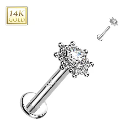 S4U Šperky4U Zlatý piercing do brady - labreta 1,2 x 8 mm, Au 585/1000 - ZL01267-1208