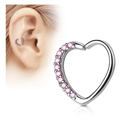 S4U Šperky4U Piercing do nosu/ucha srdce, růžové kamínky - N0060P-P