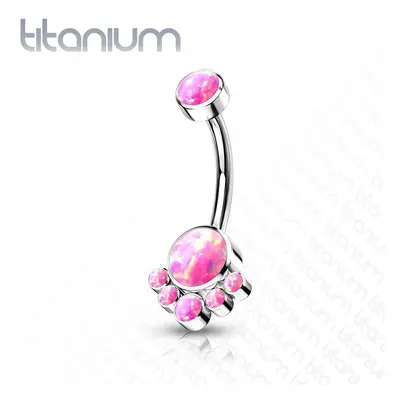 MARRE Piercing do pupíku s opálem - TITAN (růžová)