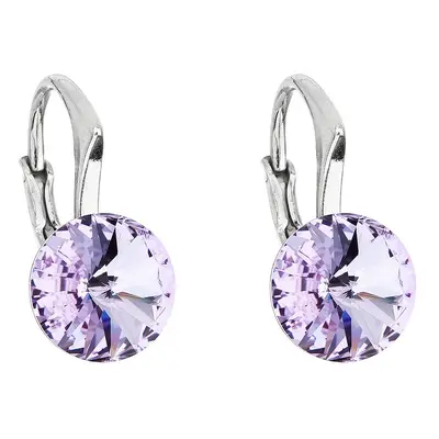 Evolution Group Stříbrné náušnice visací s krystaly Swarovski fialové kulaté 31229.3 violet