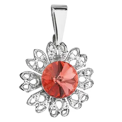 Evolution Group Přívěsek bižuterie se Swarovski krystaly červená kytička 54032.3 padparadcha