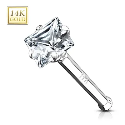 MARRE Zlatý piercing do nosu - čtvercový zirkon, Au 585/1000 - ZL01024-WG