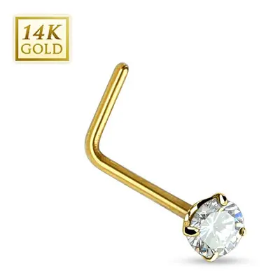 MARRE Zlatý piercing do nosu - čirý zirkon, Au 585/1000 - ZL01027C-YG