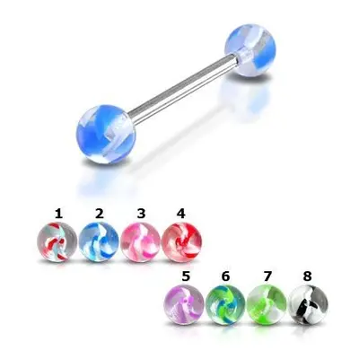 S4U Šperky4U Piercing do jazyka akrylát (černá/bílá) - PJ01102-KW