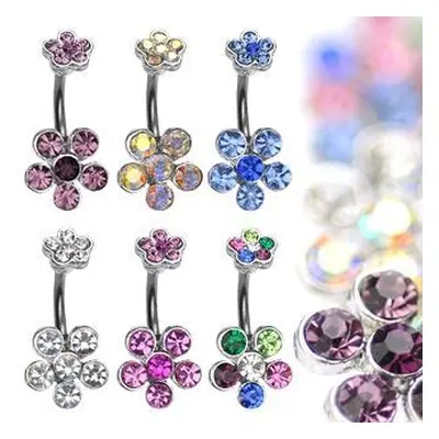 S4U Šperky4U Piercing do pupíku - kytičky (barevné) - WP01055-W