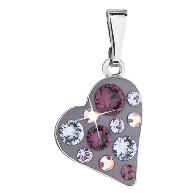 Evolution Group Přívěsek bižuterie se Swarovski krystaly fialové srdce 54027.3 plum