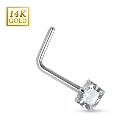 MARRE Zlatý piercing do nosu čirý zirkon, Au 585/1000 - ZL01030C-WG