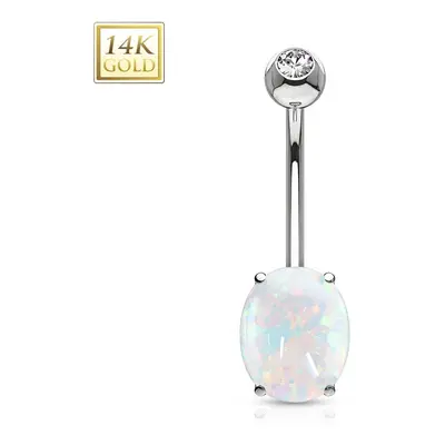 S4U Šperky4U Zlatý piercing do pupíku s opálem, Au 585/1000 - ZL01073-WG