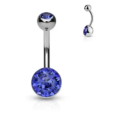 MARRE Piercing do pupíku zdobený Crystals from Swarovski (modrá)