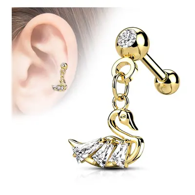 S4U Šperky4U Cartilage piercing do ucha - labuť (žluté zlato) - CP1084-GD