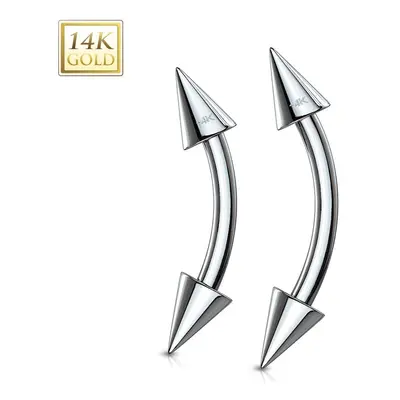 S4U Šperky4U Zlatý piercing do obočí - kónus, Au 585/1000 (0,38 g, 1,2 x 8 mm) - ZL01139-1208-WG