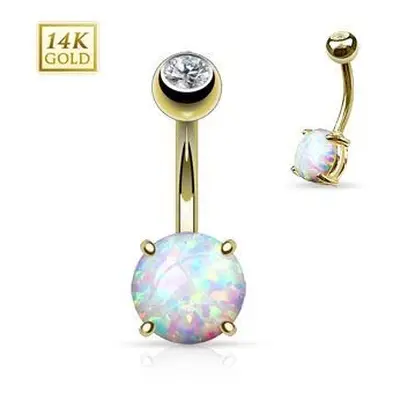 MARRE Zlatý piercing do pupíku s opál velký, Au 585/1000 - ZL01046-YG