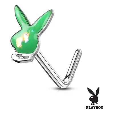 S4U Šperky4U Zahnutý piercing do nosu - Playboy (zelená) - N0116-G