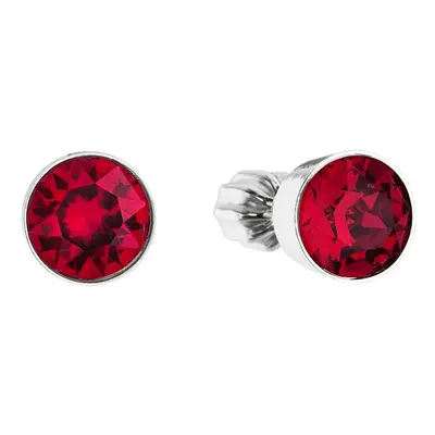 Evolution Group Stříbrné náušnice pecka se Swarovski krystaly červené kulaté 31113.3 ruby