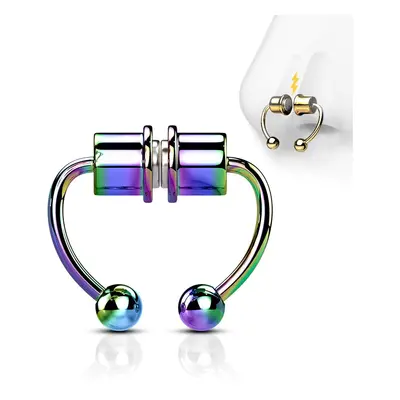 MARRE Duhový falešný magnetický septum piercing do nosu - NS0048-W